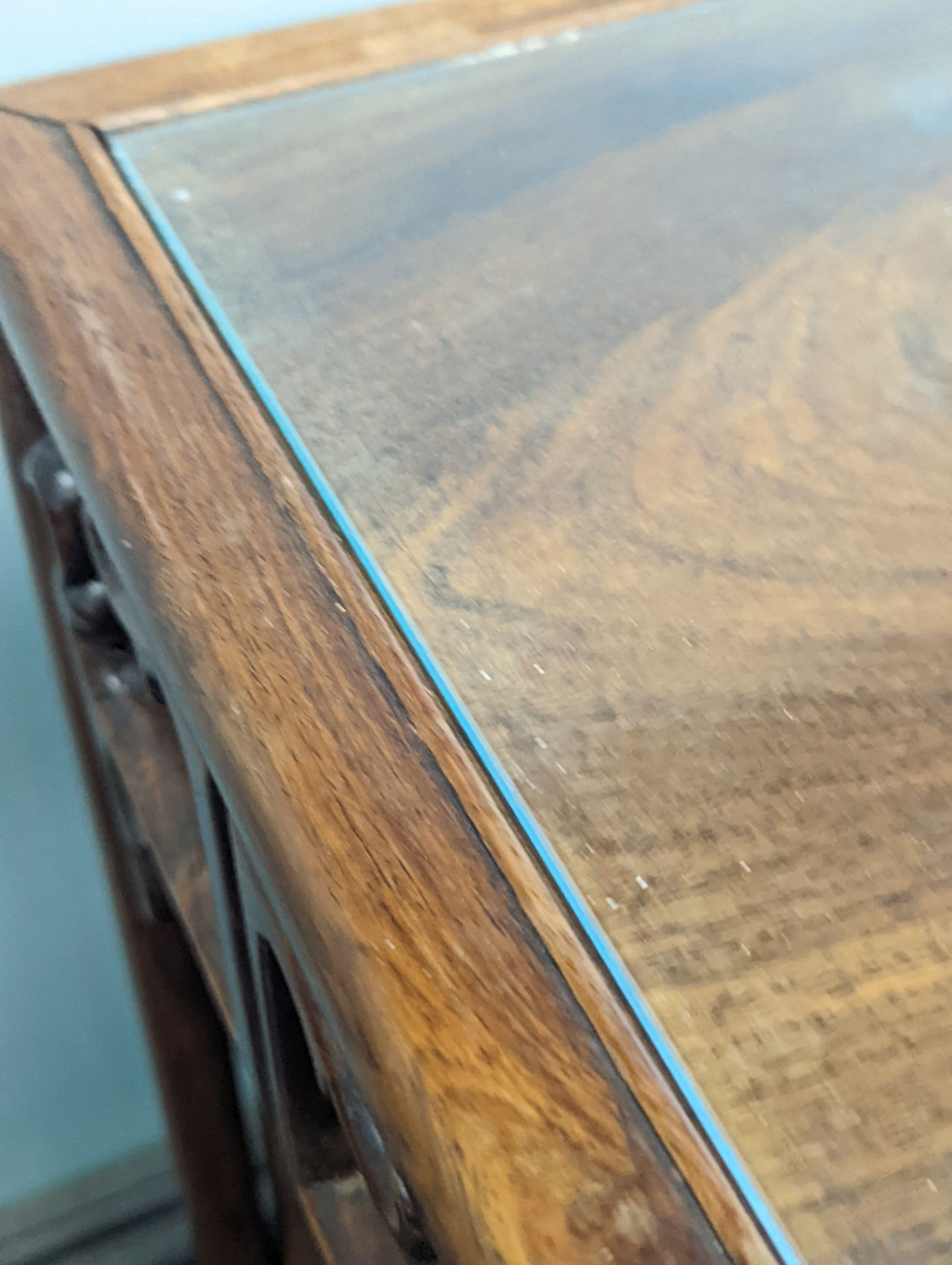 A nest of three Chinese hardwood tables, width 40cm, depth 32cm, height 59cm